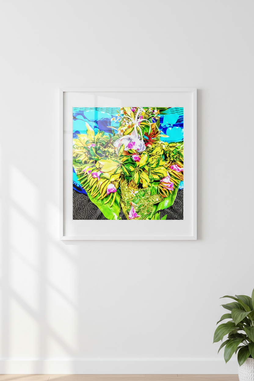 Tropical Eden – Lush Floral Digital Pattern framed wall art mockup