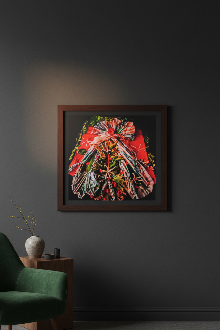 Crimson Bloom – God's Creation Floral Digital Pattern framed wall art mockup