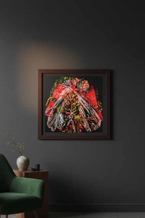 Crimson Bloom – God's Creation Floral Digital Pattern framed wall art mockup