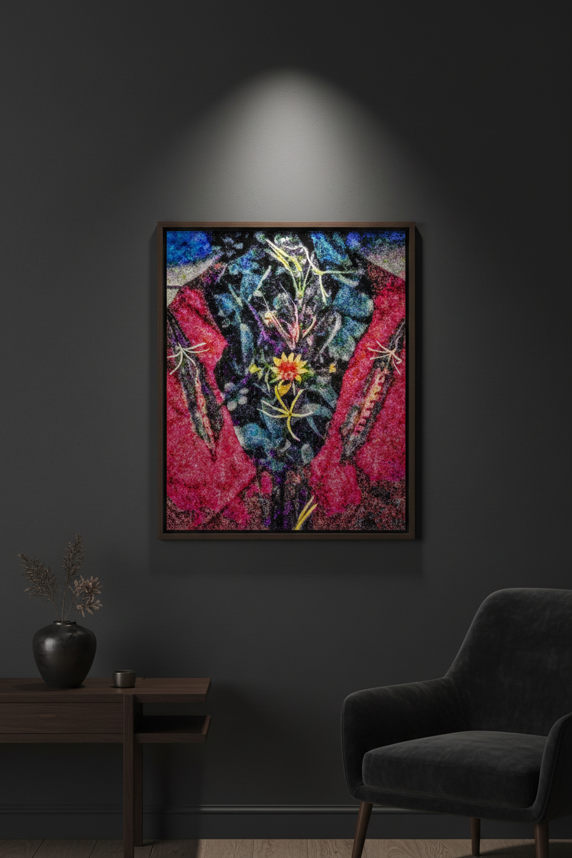 Light in the Dark – Ethereal Floral Digital Pattern framed wall art mockup
