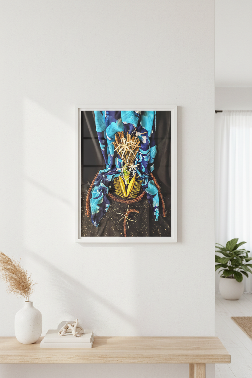 Sky Flower – Nature's Basket Digital Pattern framed wall art mockup